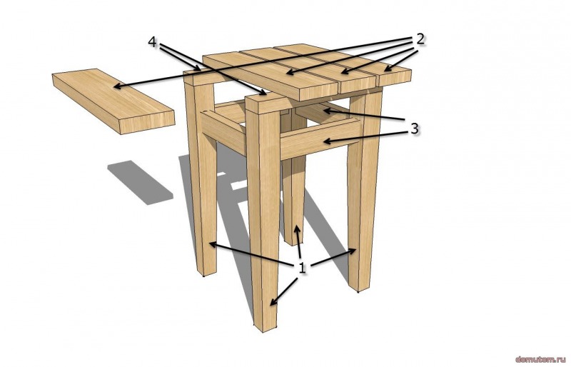 Чертеж табурета из дерева